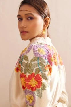 Chandrima Ivory Applique Shirt Dress 6 Chandrima Ivory Applique Shirt Dress -Echo Clothing Store 20032023ca46 3