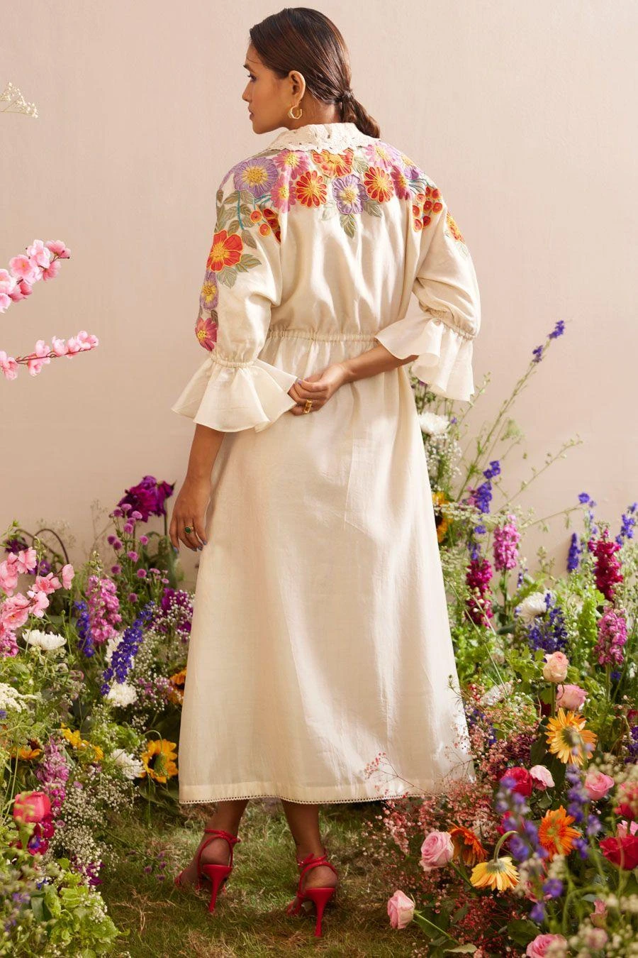 Chandrima Ivory Applique Shirt Dress 4 Chandrima Ivory Applique Shirt Dress - Image 4