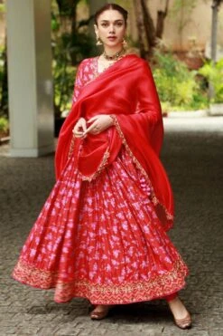 Punit Balana Surkh Laal Floral Anarkali Set
