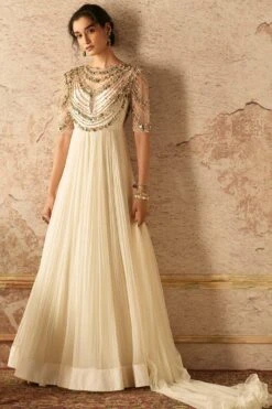 Ridhi Mehra Ivory Jewel Embellished Anarkali Set