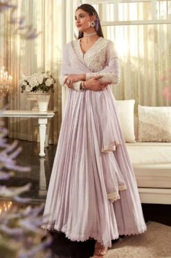 Ridhi Mehra Lilac Embroidered Anarkali Set