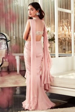 Ridhi Mehra Pastel Pink Ruffle Sari Set 5 Ridhi Mehra Pastel Pink Ruffle Sari Set -Echo Clothing Store 204rm20 3
