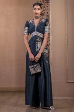 Tarun Tahiliani Black Paisley Printed Jumpsuit