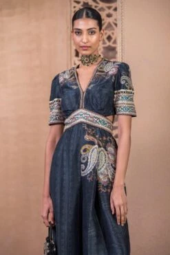 Tarun Tahiliani Black Paisley Printed Jumpsuit 6 Tarun Tahiliani Black Paisley Printed Jumpsuit -Echo Clothing Store 20623tt11 3