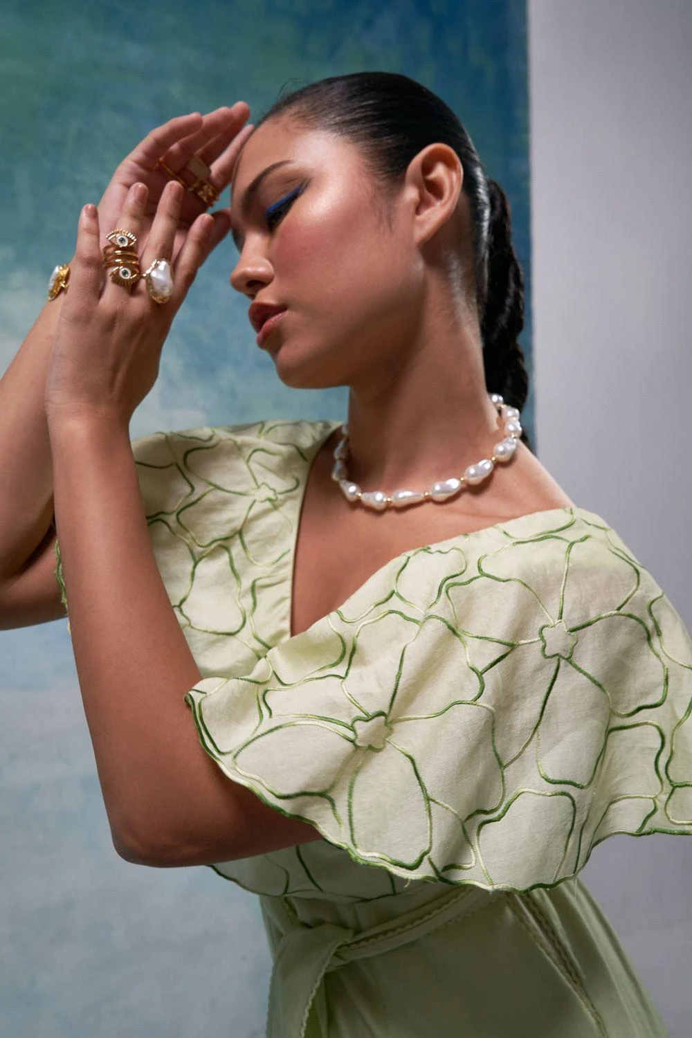 Sakshi Khetterpal Pistachio Frill Jumpsuit 2 Sakshi Khetterpal Pistachio Frill Jumpsuit - Image 2