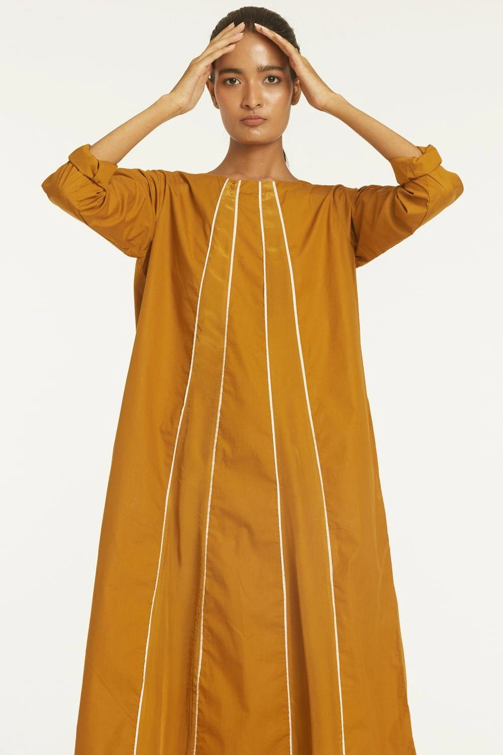 Three Mustard Yellow Panelled Kurta Set With A Dupatta 4 Three Mustard Yellow Panelled Kurta Set With A Dupatta - Image 4