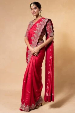 Jayanti Reddy Red Zardosi Embroidered Sari Set -Echo Clothing Store 2104jr01 3