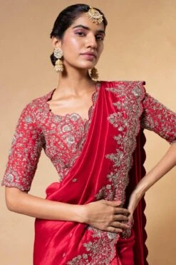 Jayanti Reddy Red Zardosi Embroidered Sari Set -Echo Clothing Store 2104jr01 4