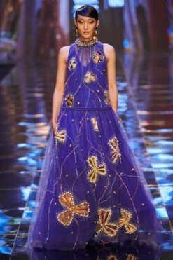 Aisha Rao Blue Trendcadis Embellished Gown