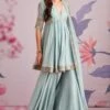 Ridhi Mehra Blue Silk Short Anarkali & Gharara With Dupatta
