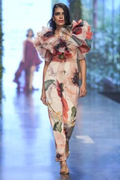Gauri & Nainika Pink Botanical Printed Jumpsuit