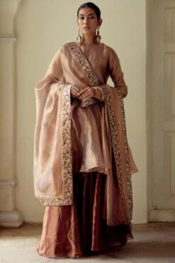 Mimamsaa Pale & Garnet Embroidered Dupatta