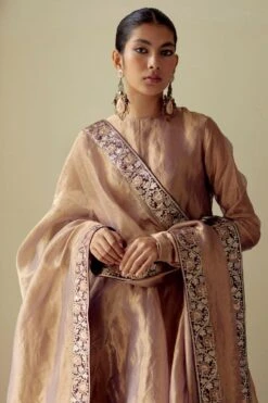 Mimamsaa Pale & Garnet Embroidered Dupatta -Echo Clothing Store 211mkg13 3