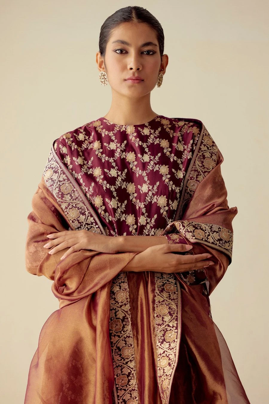 Mimamsaa Garnet Madhubala Dupatta 3 Mimamsaa Garnet Madhubala Dupatta - Image 3