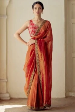 Mimamsaa Burnt Orange Neeksha Sari
