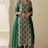 Mimamsaa Bottle Green Rajashi Embroidered Dupatta
