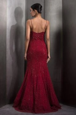 Rohit Gandhi + Rahul Khanna Claret Red Starry Glitch Gown -Echo Clothing Store 2124rgrk2 4