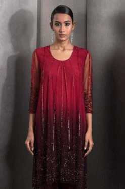 Rohit Gandhi + Rahul Khanna Claret Red Embellished Ombre Kurta-pant Set 8 Rohit Gandhi + Rahul Khanna Claret Red Embellished Ombre Kurta-pant Set -Echo Clothing Store 2124rgrk4 4
