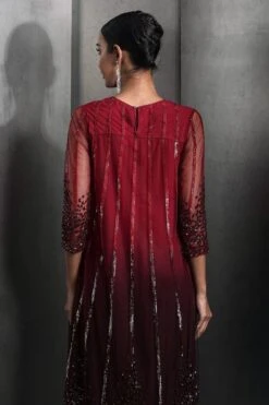 Rohit Gandhi + Rahul Khanna Claret Red Embellished Ombre Kurta-pant Set 9 Rohit Gandhi + Rahul Khanna Claret Red Embellished Ombre Kurta-pant Set -Echo Clothing Store 2124rgrk4 5