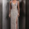 Rohit Gandhi + Rahul Khanna Goldstone Mist Cross-over Panel Gown