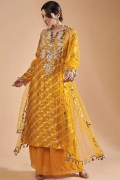 Payal Singhal Mustard Embroidered Kurta Set