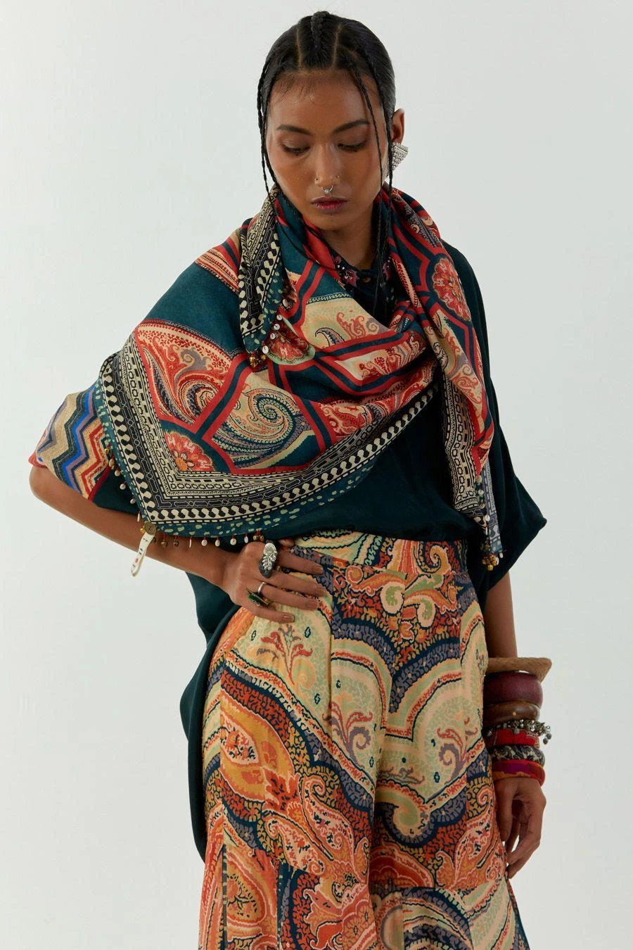 Aseem Kapoor Multicoloured Tribal Printed Scarf 4 Aseem Kapoor Multicoloured Tribal Printed Scarf - Image 4