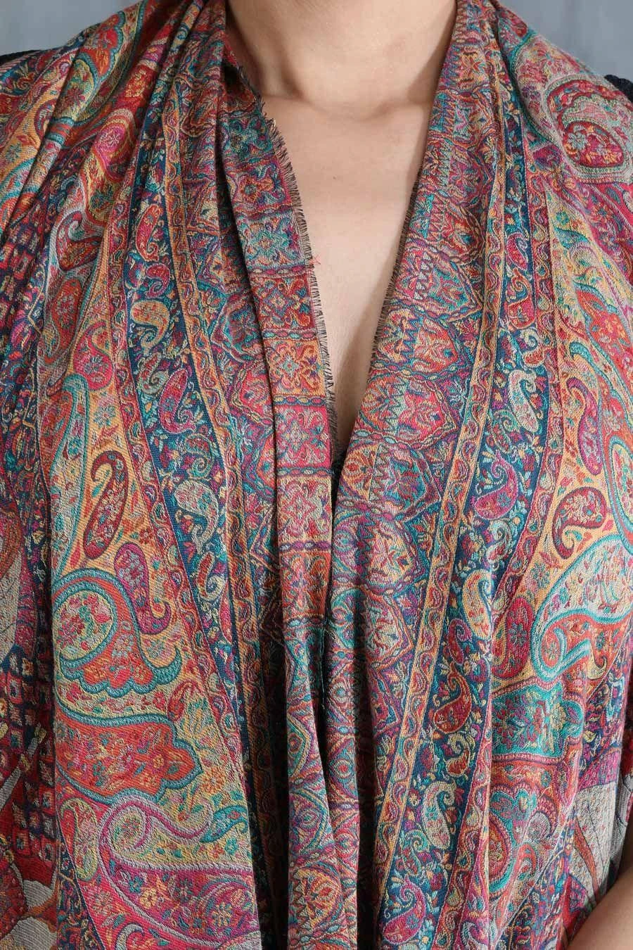 Dusala India Multicoloured Handwoven Cashmere Stole 2 Dusala India Multicoloured Handwoven Cashmere Stole - Image 2