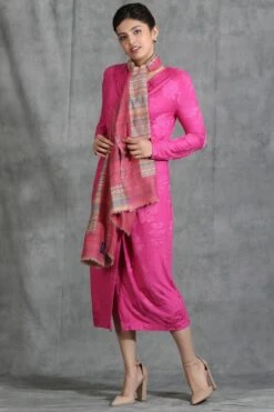 Dusala India Pink Handwoven Pashmina Reversible Stole