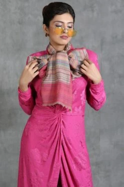 Dusala India Pink Handwoven Pashmina Reversible Stole -Echo Clothing Store 2211dus16 3
