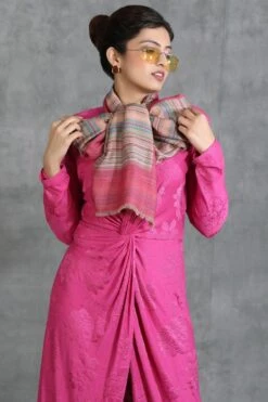 Dusala India Pink Handwoven Pashmina Reversible Stole -Echo Clothing Store 2211dus16 4