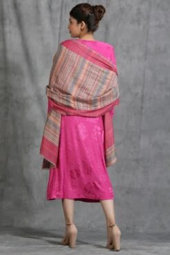 Dusala India Pink Handwoven Pashmina Reversible Stole -Echo Clothing Store 2211dus16 5
