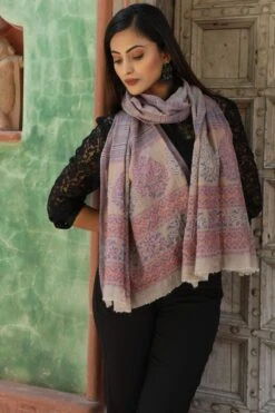 Dusala India Puple Handwoven Cashmere Stole