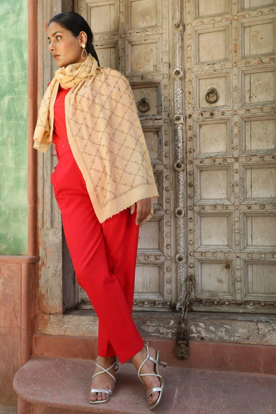 Dusala India Yellow Handwoven Cashmere Stole 2 Dusala India Yellow Handwoven Cashmere Stole - Image 2