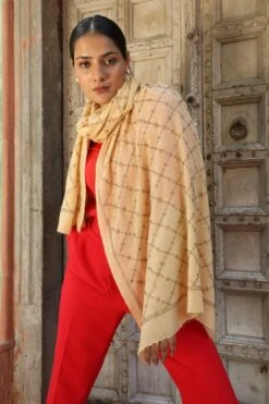 Dusala India Yellow Handwoven Cashmere Stole 6 Dusala India Yellow Handwoven Cashmere Stole -Echo Clothing Store 2211dus19 3
