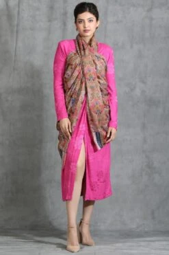 Dusala India Multicoloured Threadwork Cashmere Kalamkari Stole