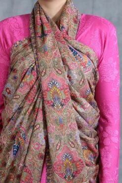Dusala India Multicoloured Threadwork Cashmere Kalamkari Stole -Echo Clothing Store 2211dus5 3