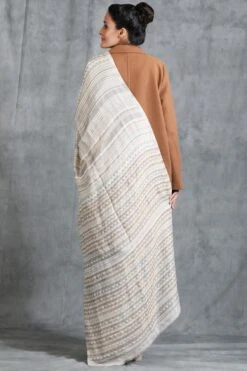 Dusala India White Handwoven Cashmere Stole -Echo Clothing Store 2211dus6 6
