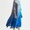 Meghna Panchmatia Ombre Blue Silk Asymmetric Kurta