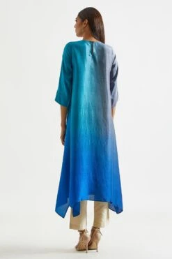 Meghna Panchmatia Ombre Blue Silk Asymmetric Kurta -Echo Clothing Store 2211mpbfs28 3