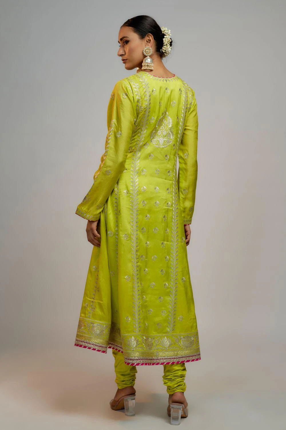 Gopi Vaid Chartreuse Chic Sequin Adorned Anarkali Set 4 Gopi Vaid Chartreuse Chic Sequin Adorned Anarkali Set - Image 4