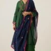Sunira Designs Blue Gulzaar Frayed Stole