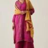 Sunira Designs Yellow Gulzaar Frayed Stole