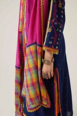 Sunira Designs Pink Gulzaar Lace Stole -Echo Clothing Store 2222323sg48 6