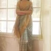 Five Point Five Blue Ochre Zari Work Sari
