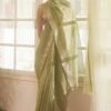 Five Point Five Green Silver Zari Polka Sari