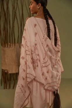 Sarang Kaur Pink Hand Embroidered Dupatta 9 Sarang Kaur Pink Hand Embroidered Dupatta -Echo Clothing Store 228sk10 5