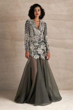 Varun Nidhika Hibiscus Meadow Bodycon Gown