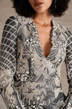 Varun Nidhika Hibiscus Meadow Bodycon Gown -Echo Clothing Store 22923vn17 4