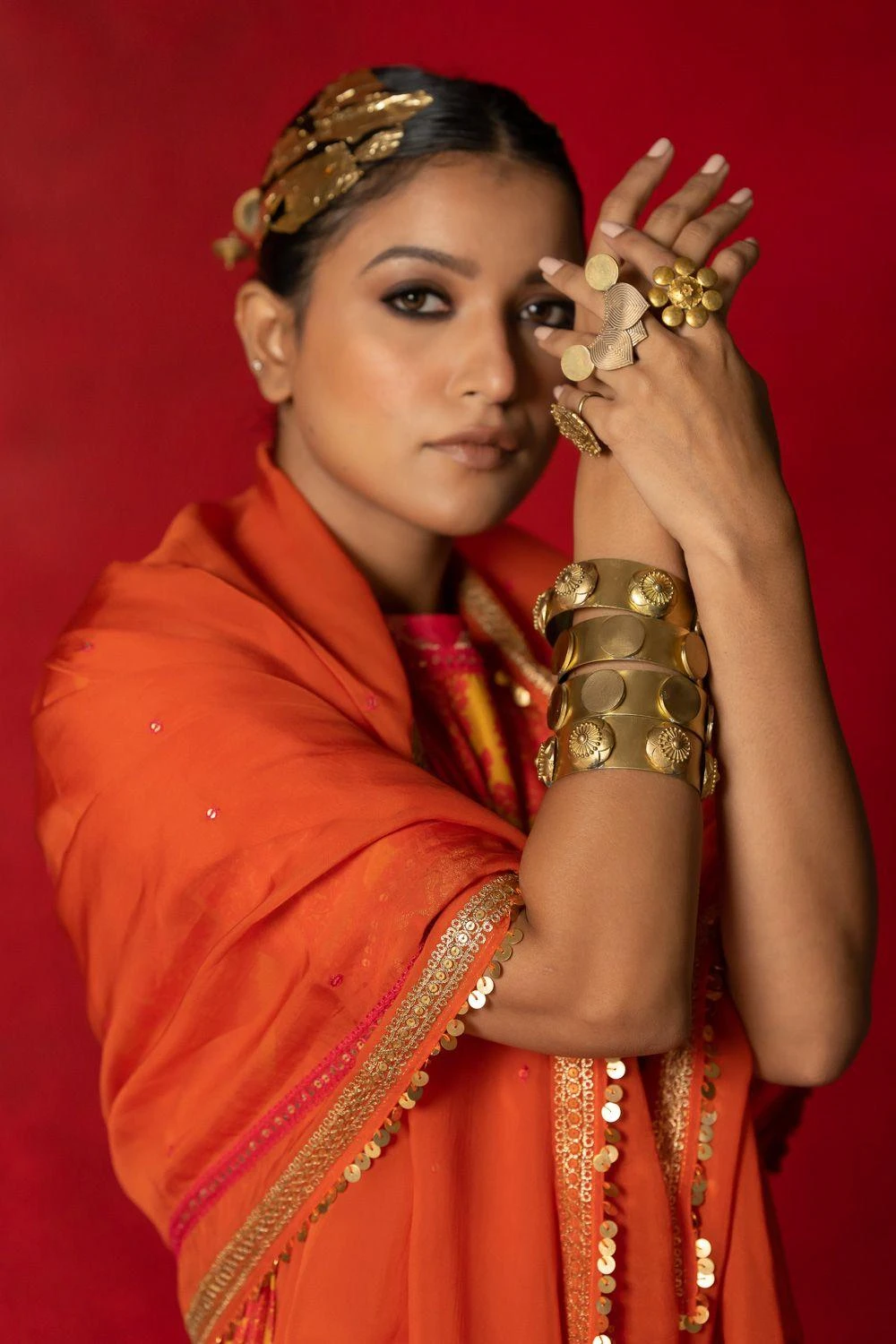 Pooja Keyur Orange Embroidered Organza Dupatta 3 Pooja Keyur Orange Embroidered Organza Dupatta - Image 3