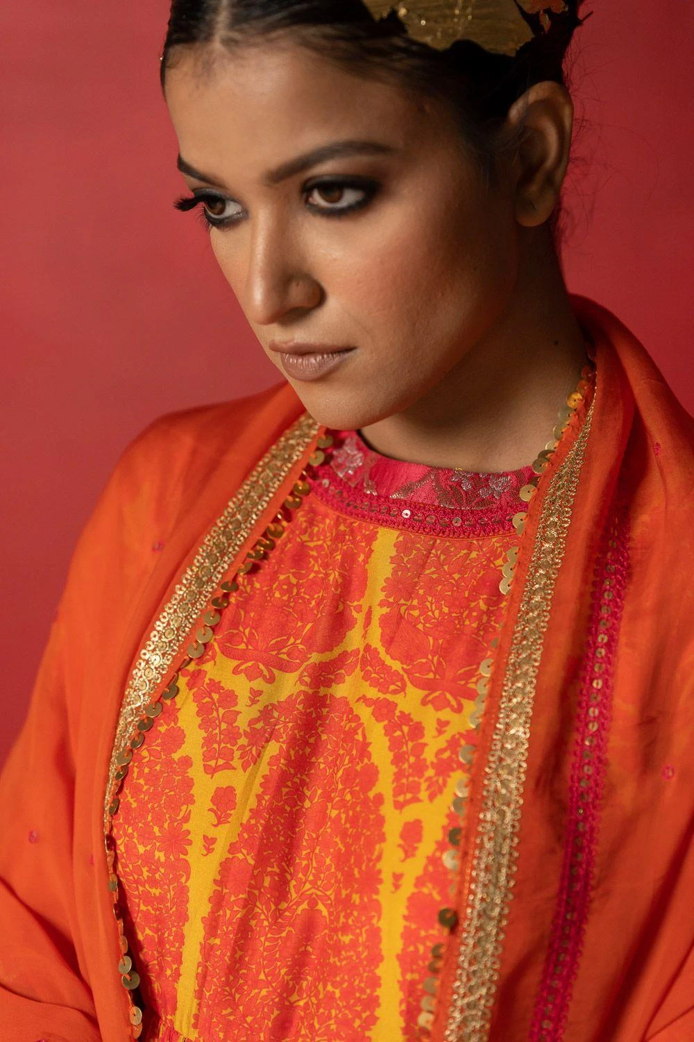 Pooja Keyur Orange Embroidered Organza Dupatta 4 Pooja Keyur Orange Embroidered Organza Dupatta - Image 4